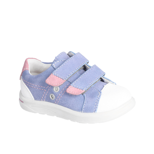 Nippy Leather Sneaker Shoe in Pale Cloud Blue and Pink