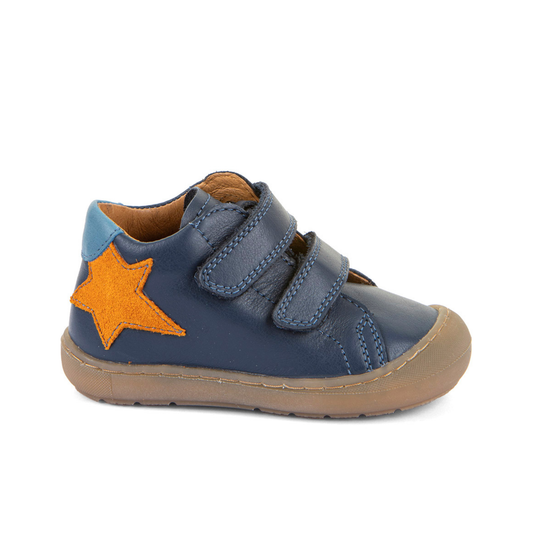 Ollie Dark Blue Orange Star Leather First Walking Shoe