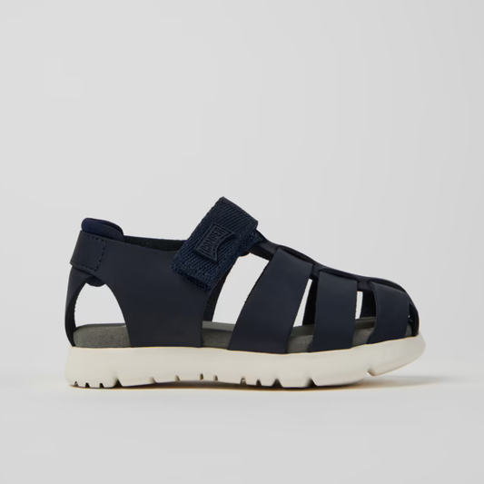 Oruga Blue Leather And Textile Fisherman Style First Walker Sandal
