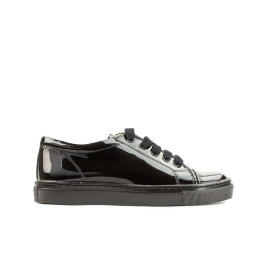 Peel Sneaker Style Black Patent Leather Lace-up School Shoe