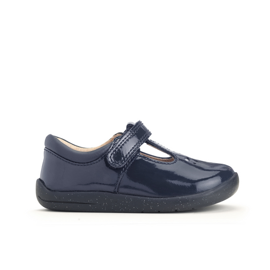 Puzzle Navy Patent Leather Girl's Riptape First Walking Shoe