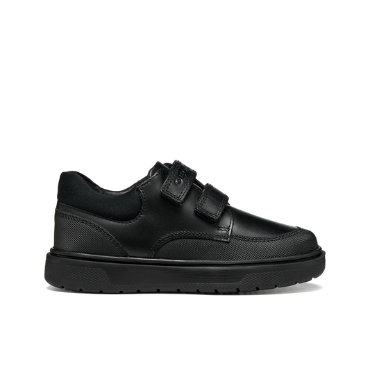 Riddock Double Strap Black Leather Boys School Shoe