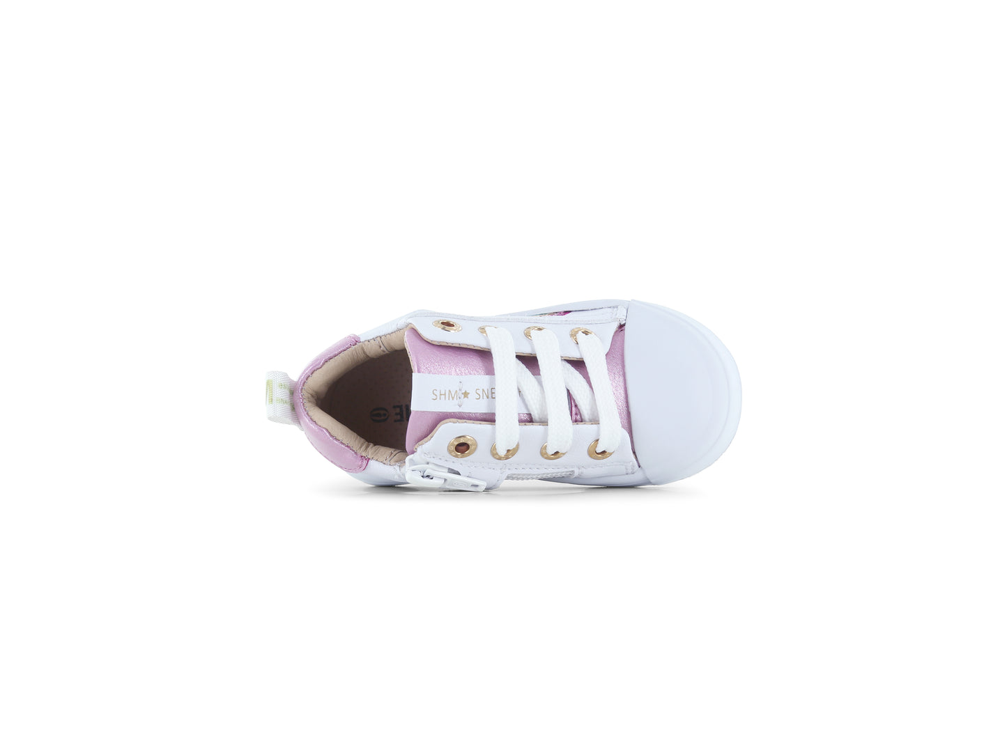 White Pink Butterfly Print Leather Sneaker Shoe