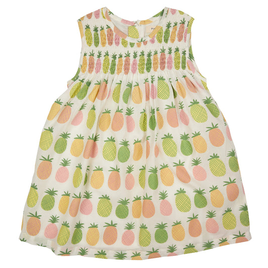 Sleeveless Smock Dress Pineapples