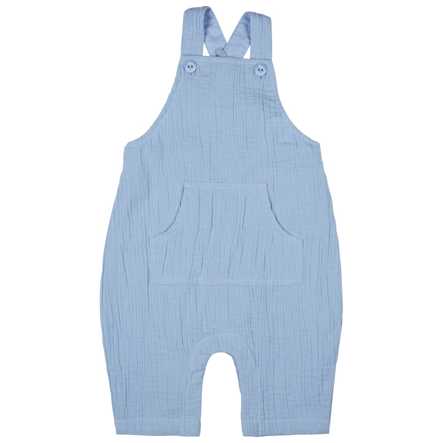 Baby Pale Blue Muslin Dungarees