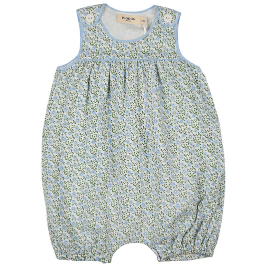 Baby Playsuit Ditsy Blue Organic Cotton