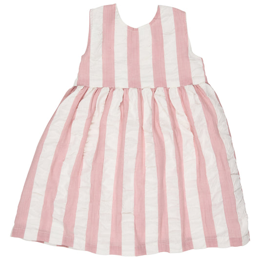 Cross-back Dress Pink Seersucker Wide Stripe