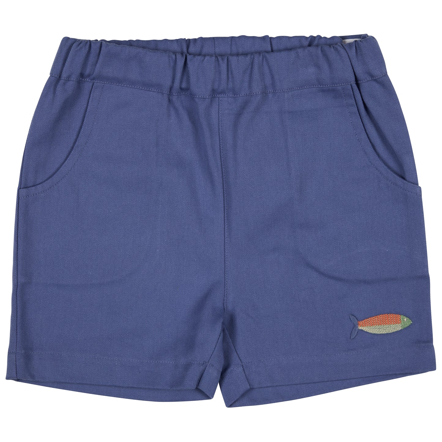 Embroidered Pull-on Indigo Shorts