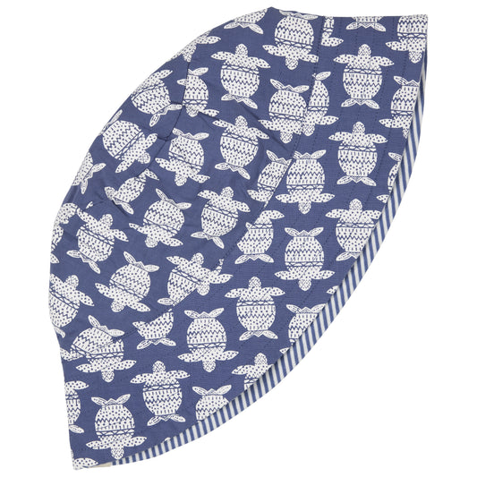 Reversible Sun Hat Turtles Indigo