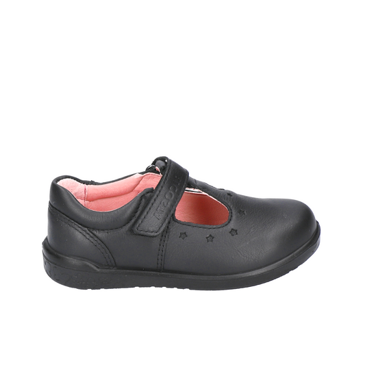 Scarlett Black Leather T-bar Girls School Shoe