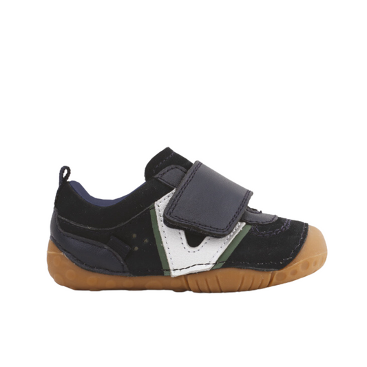 Shuffle Navy And White Nubuk Leather Riptape Pre-walker Shoe