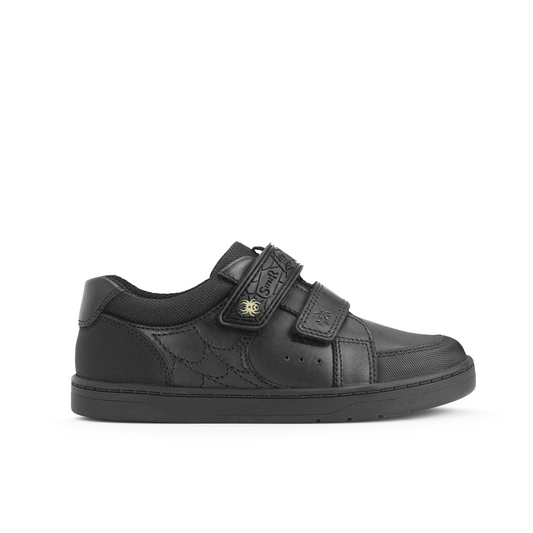 Spider Web Black Leather Boys School Shoe