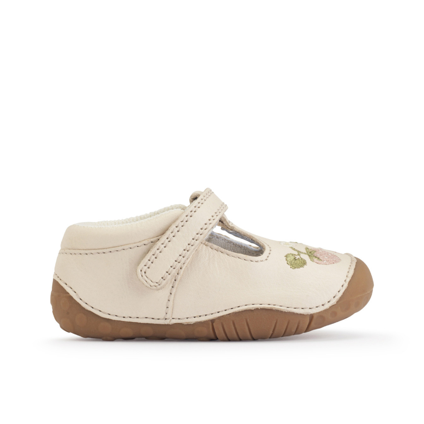Squish Cream Flower T-Bar Leather Pre-walker