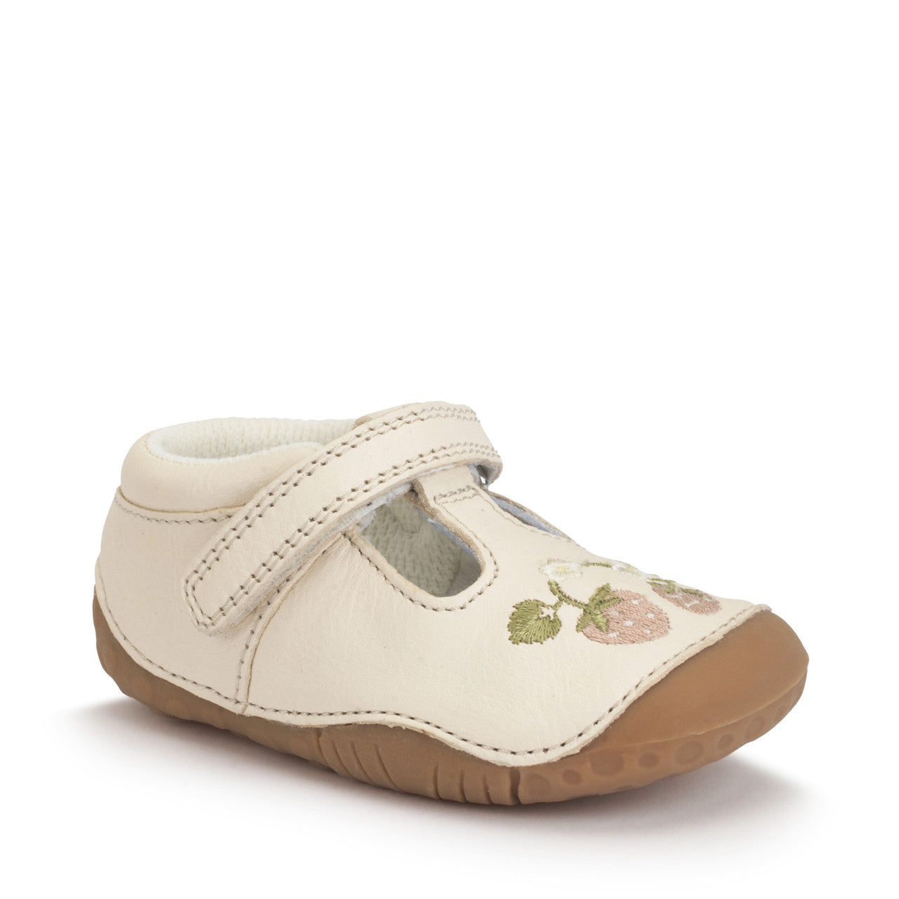 Squish Cream Flower T-Bar Leather Pre-walker