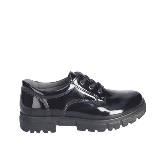 Stacy Black Patent Leather Lace-up Girls Shoe