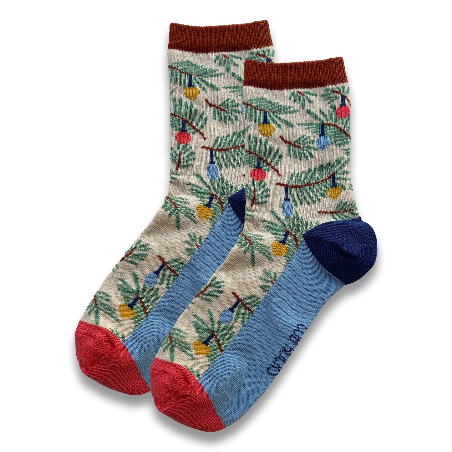 Ladies Cotton Jolly Pine Christmas Socks