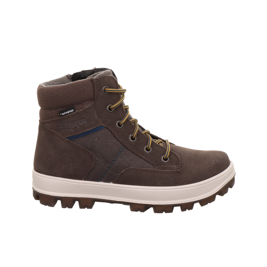 Tedd Waterproof Warm Lined Lace And Zip Brown Leather Boot