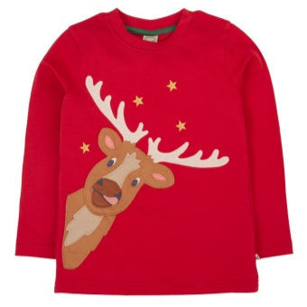 Terrific Reindeer Berry Red Christmas Top