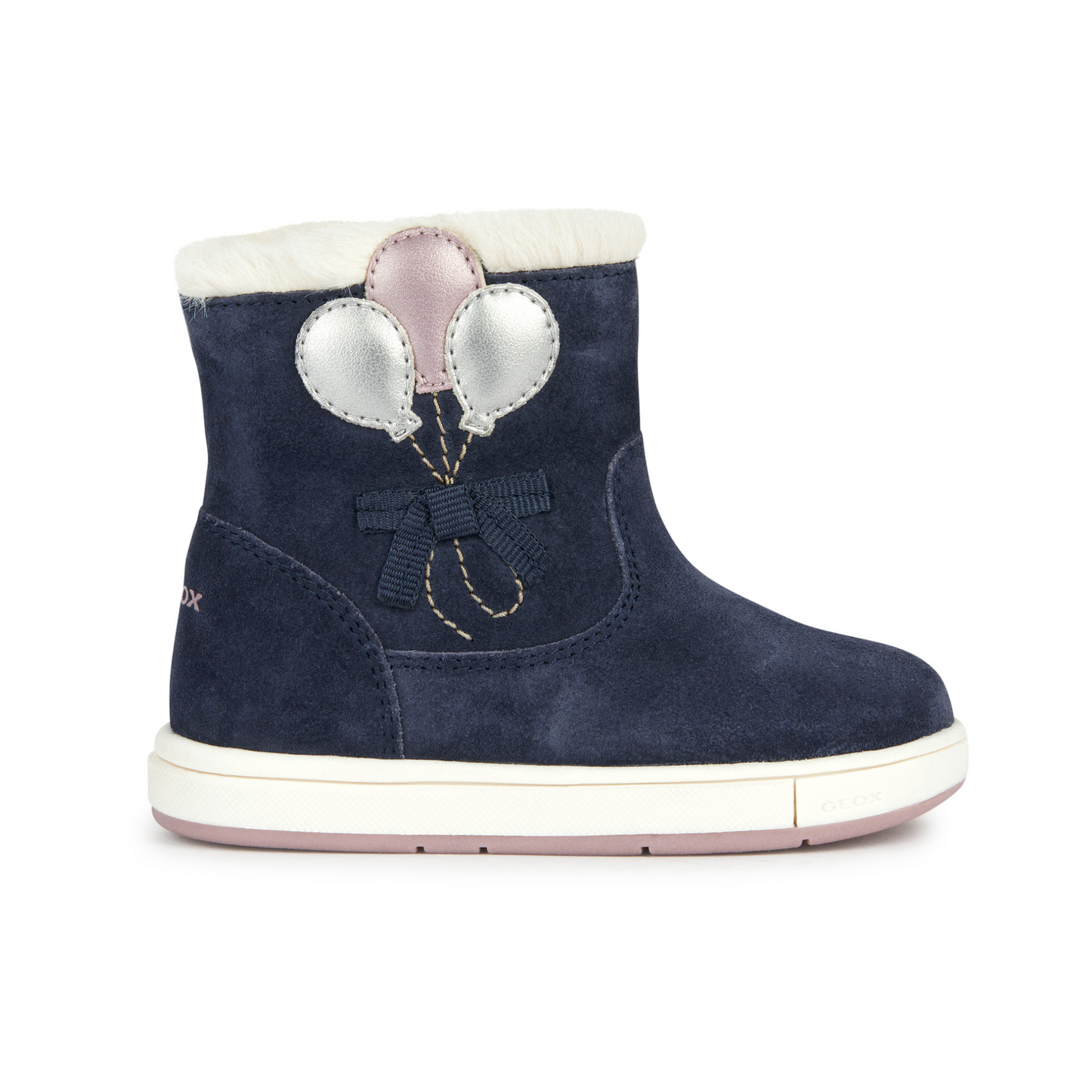 Trottola Baby Girl's Navy Pink Lined Suede Boot