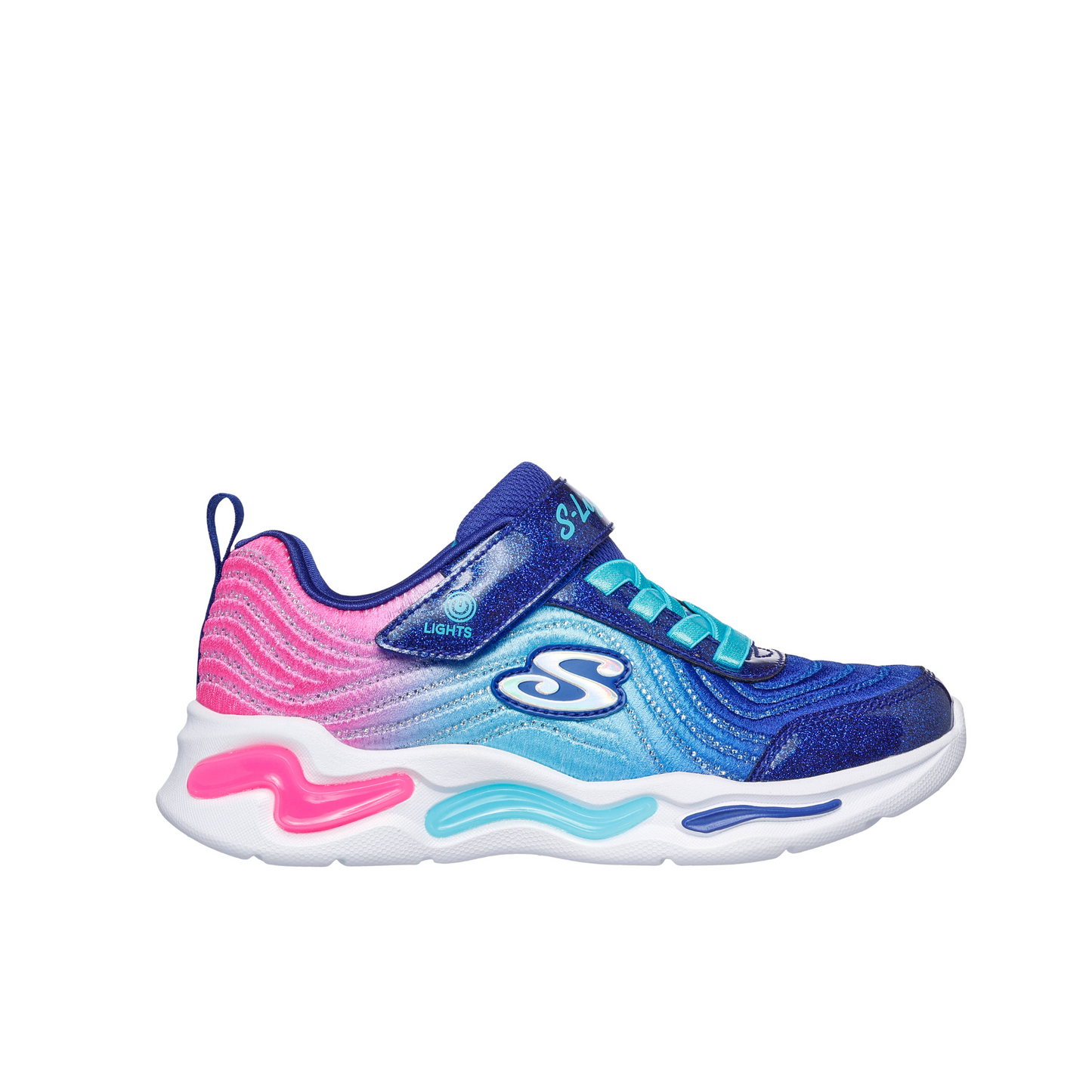 Wavy Beams Ombre Express Navy/Mint/Pink Light Up Girls Trainer