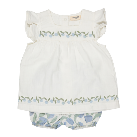 Embrodiered White Tunic Set