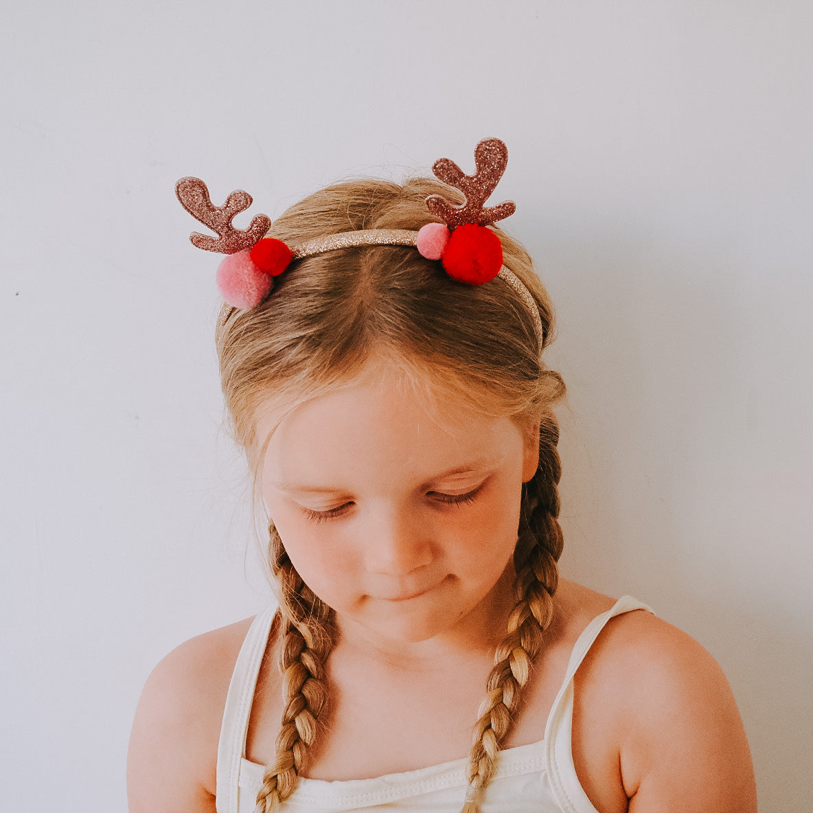 Jolly Pom Pom Reindeer Ears Headband