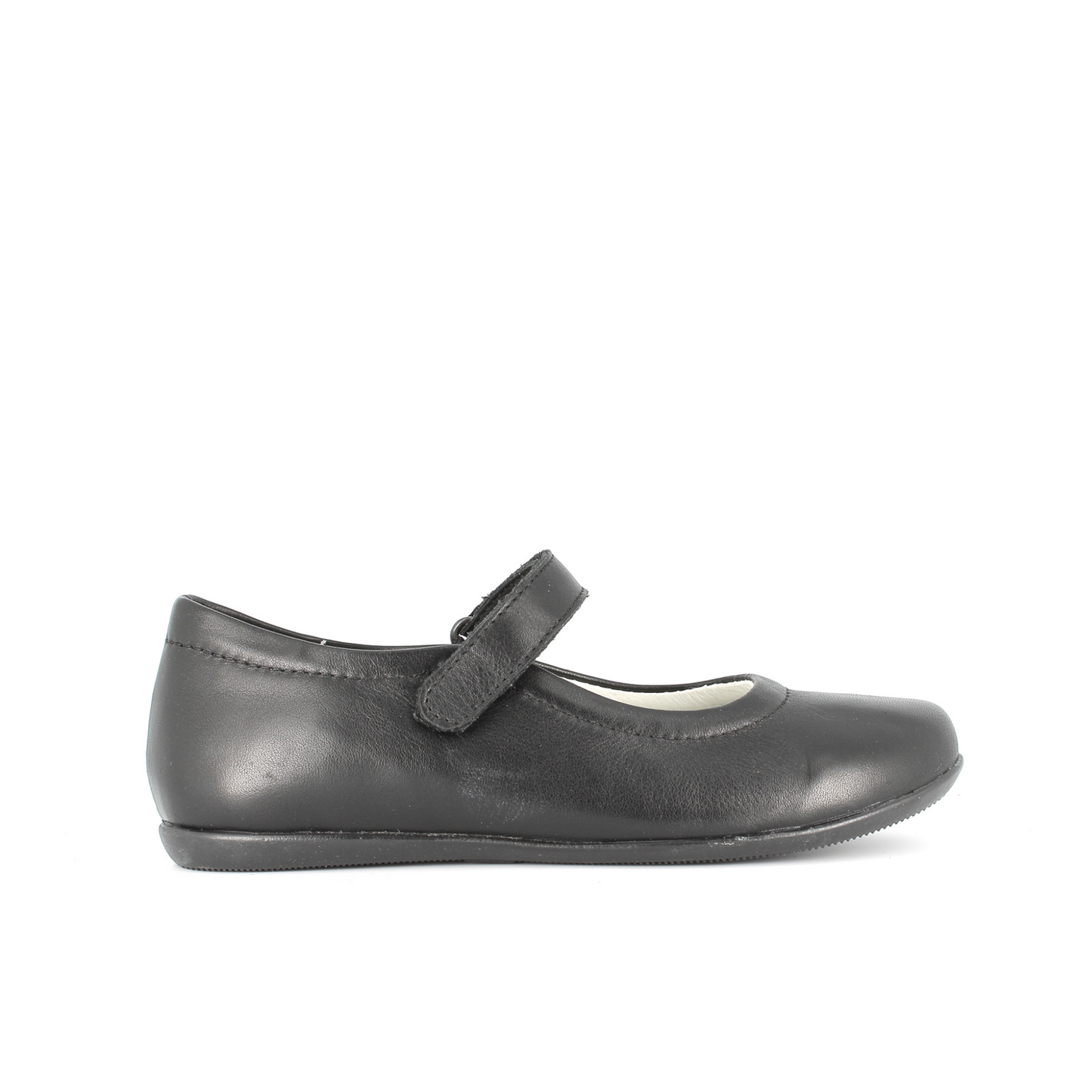 Zura Black Leather Ballet Flat Girls School Shoe