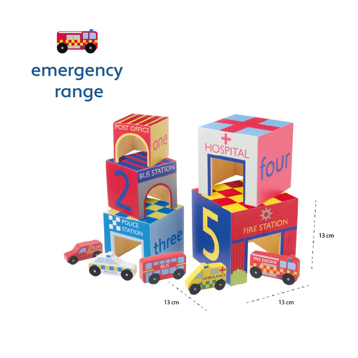 Emergency Services Wooden Stacking Cubes