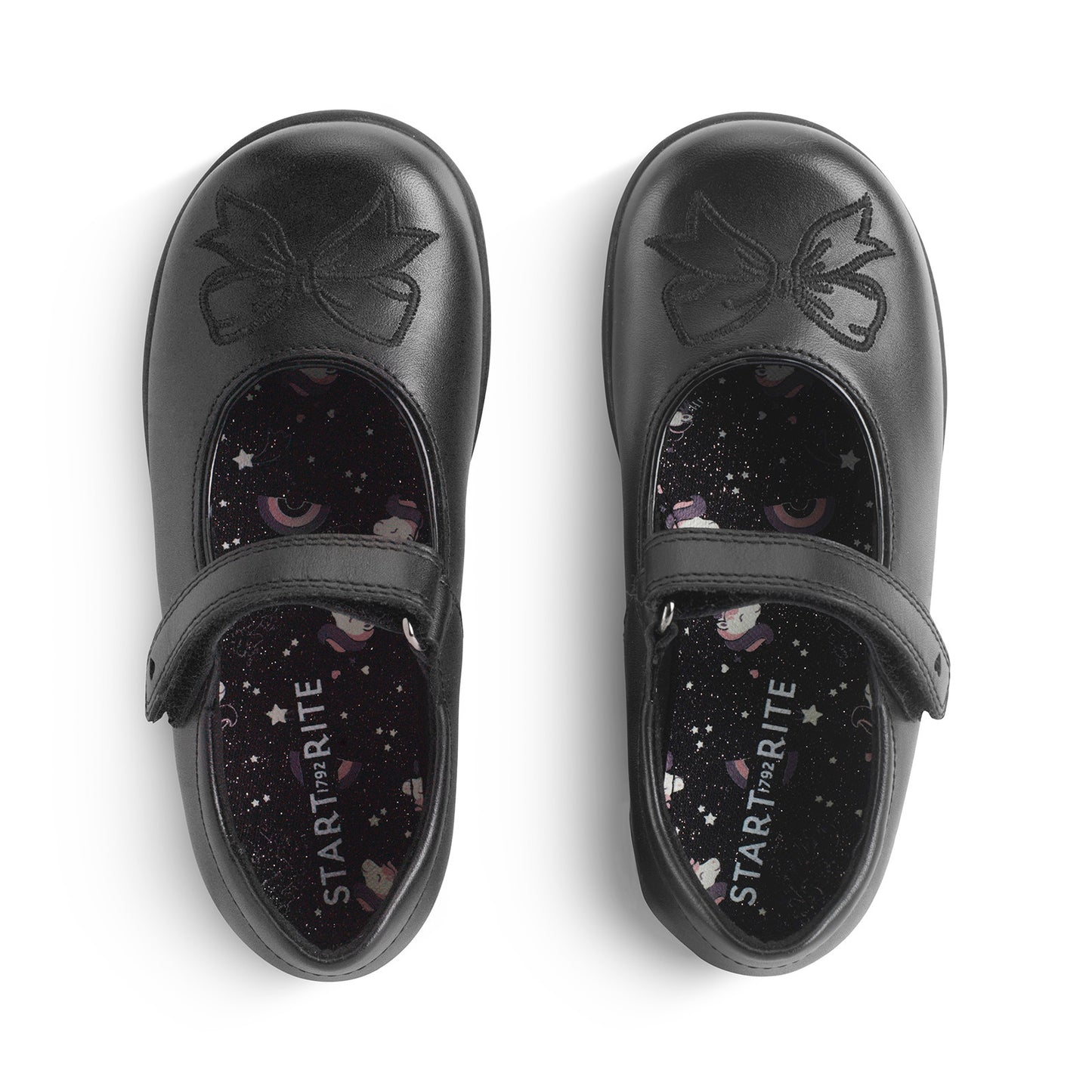 Bow Black Leather Girls School Shoe