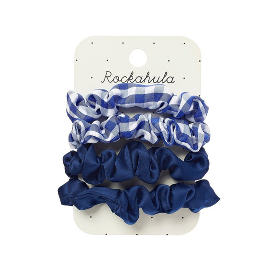 School Check and Satin Scrunchie Set