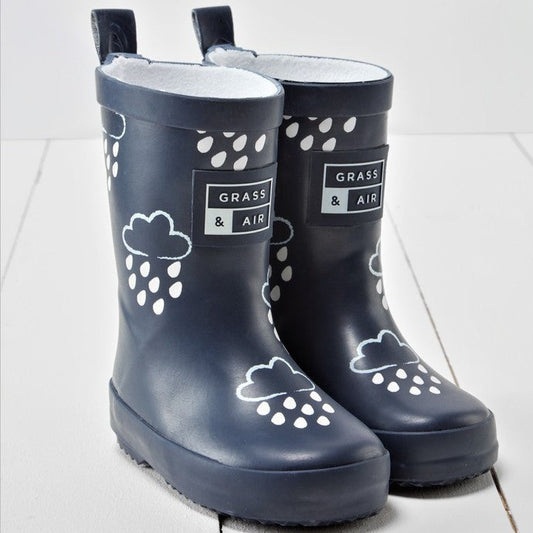 Colour Changing Cloud Wellie Navy with bag