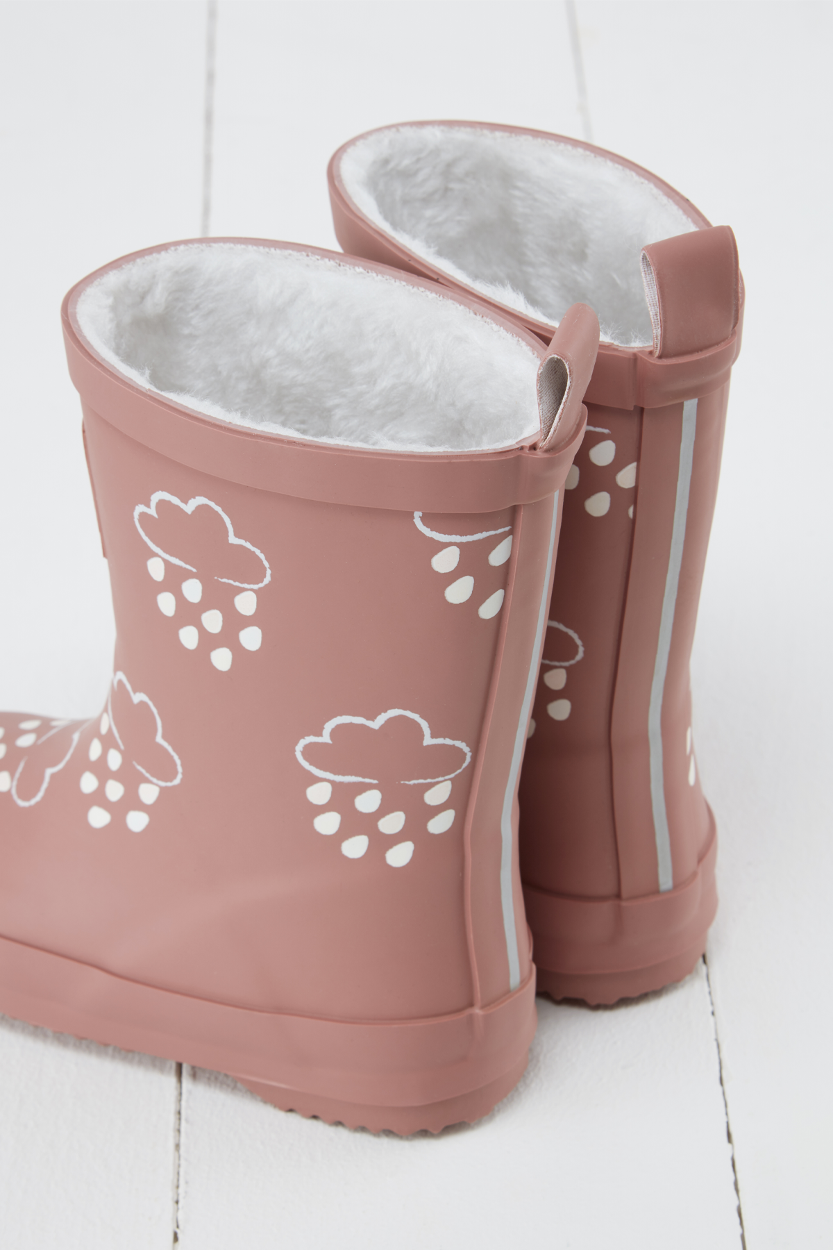 Colour Changing Teddy Fleece Lined Winter Wellie Rose with bag