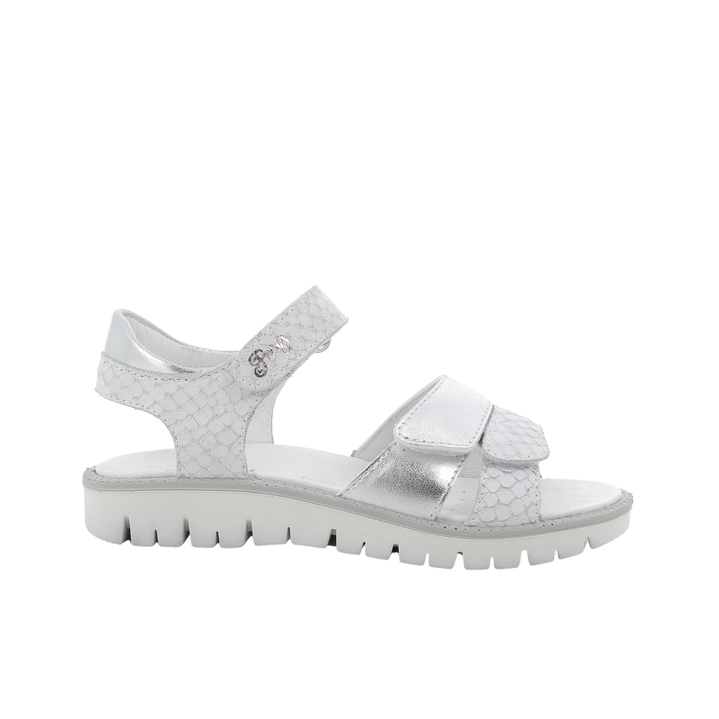 Silver and White Leather Girl's Sandal