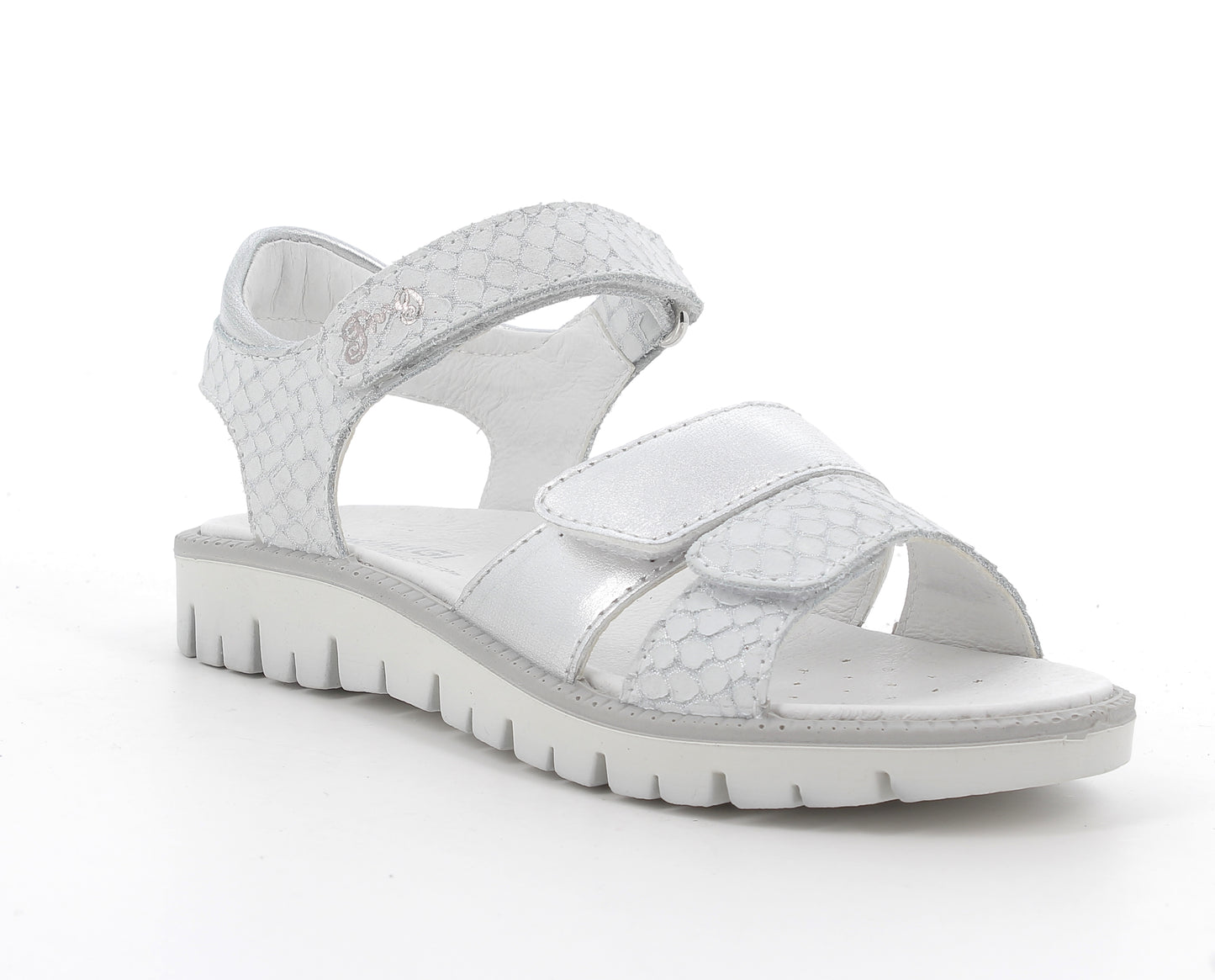 Silver and White Leather Girl's Sandal