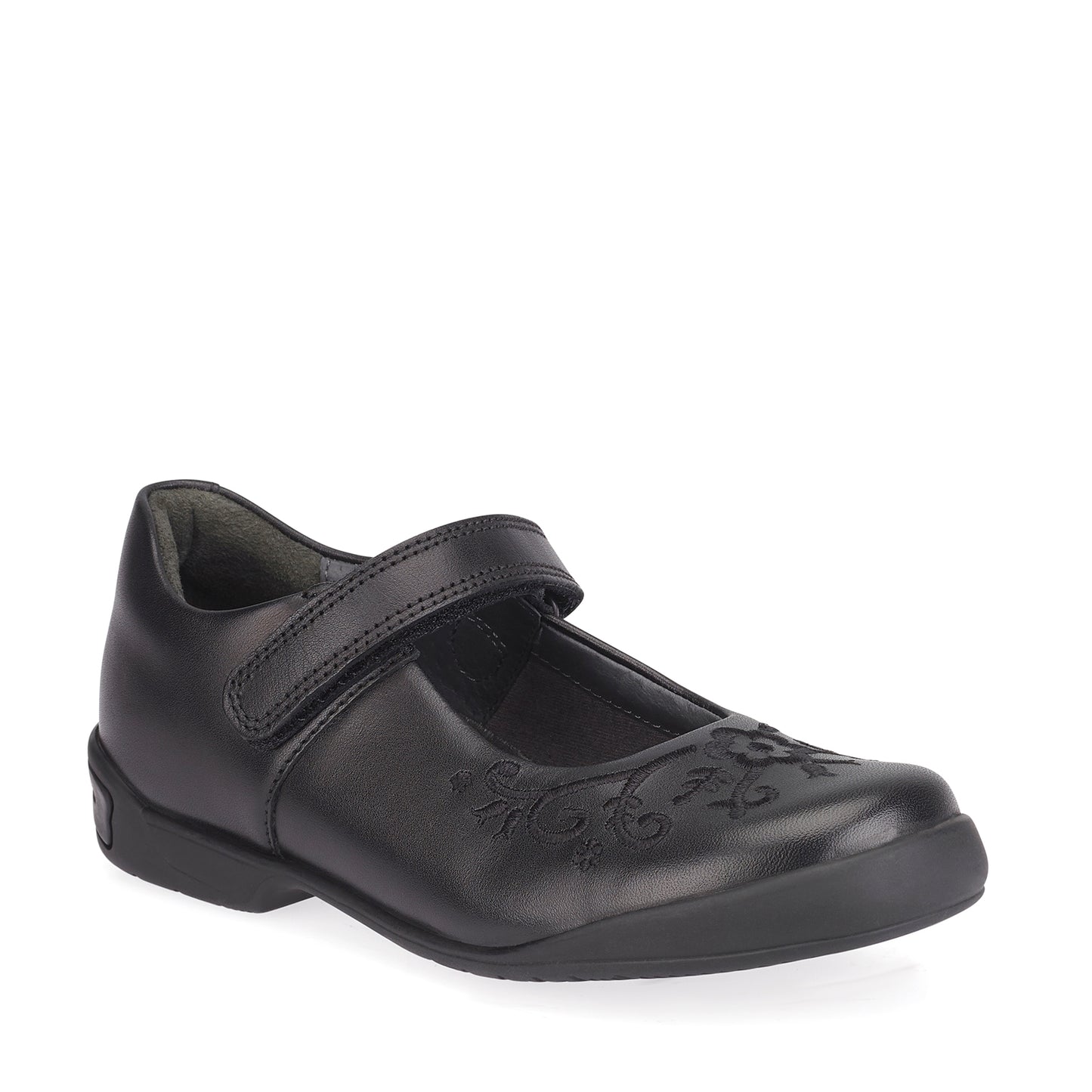 Hopscotch Black Leather Girl's Mary Jane School Shoe