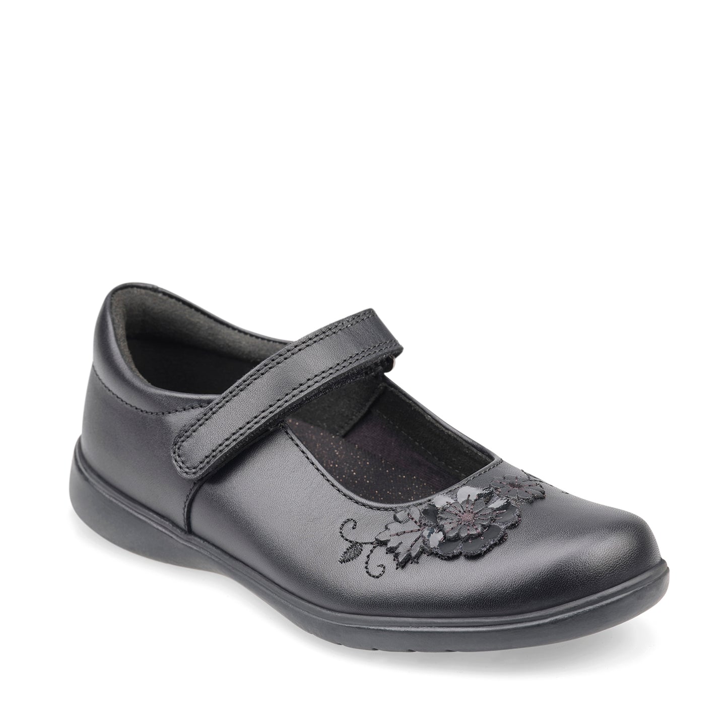 Wish Girl's Black Leather School Shoe