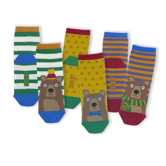 3pk Kids Cotton Woodland Ankle Socks