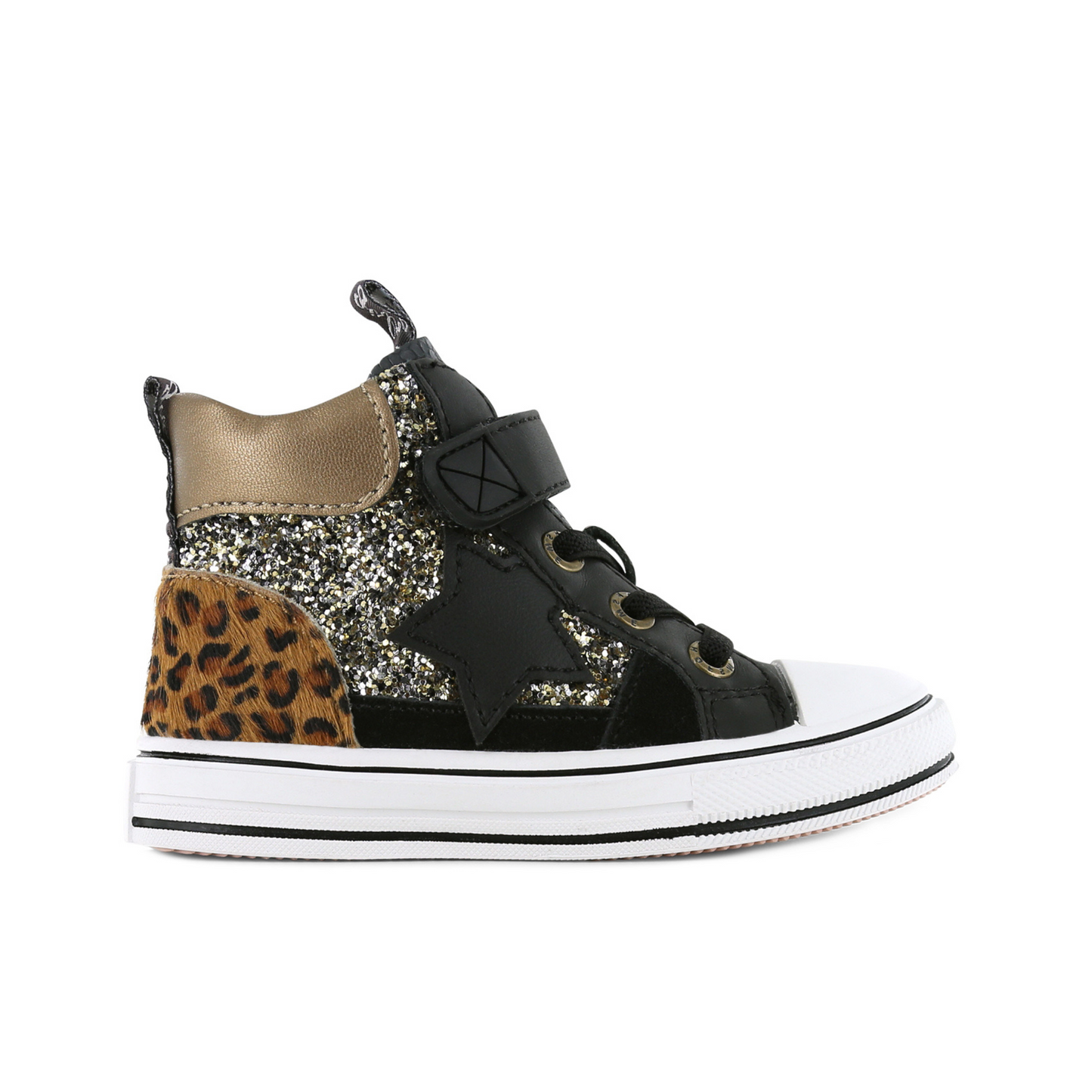 Omero Black And Gold Riptape Sneaker Style Ankle Boot