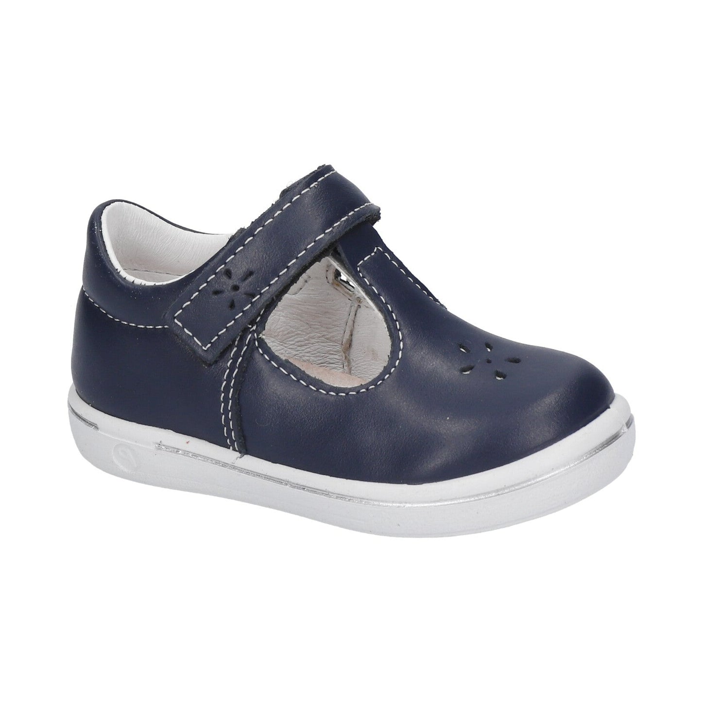 Winona Girl's T-Bar Shoe in Navy leather