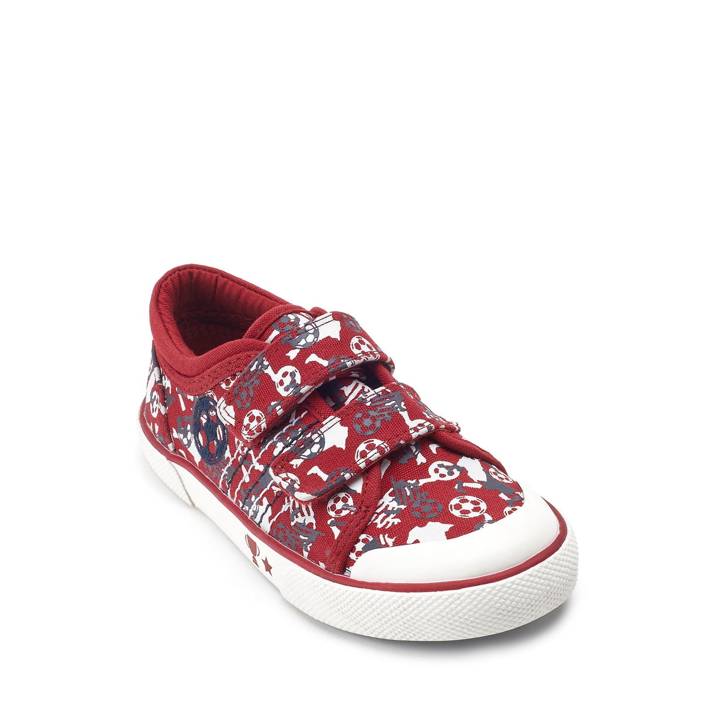 Kickabout Red Football Print Double Riptape Canvas Shoe