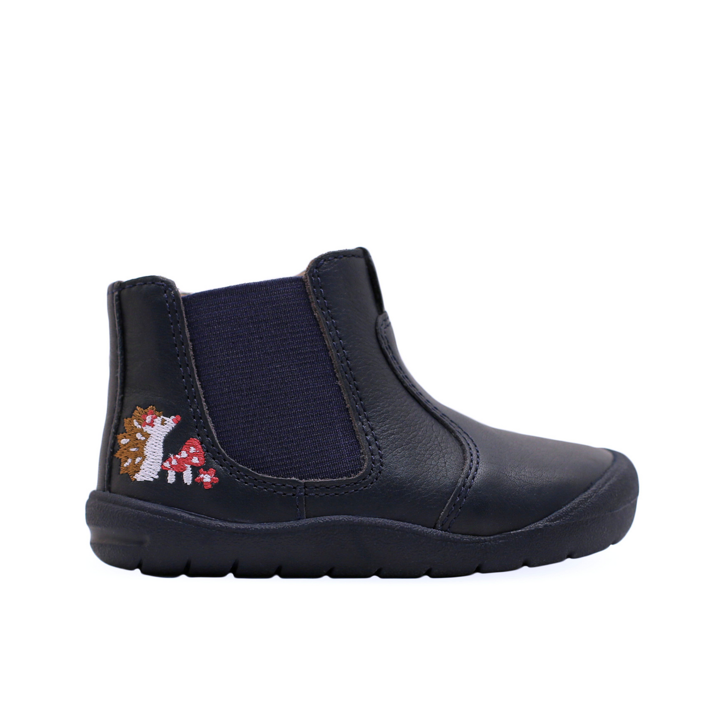 Friend, Navy Leather Hedgehog Zip-up First Walking Boots