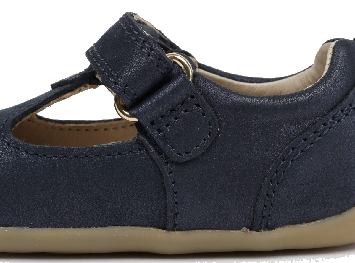 SU Louise T-Bar Shoe in Navy Shimmer Leather