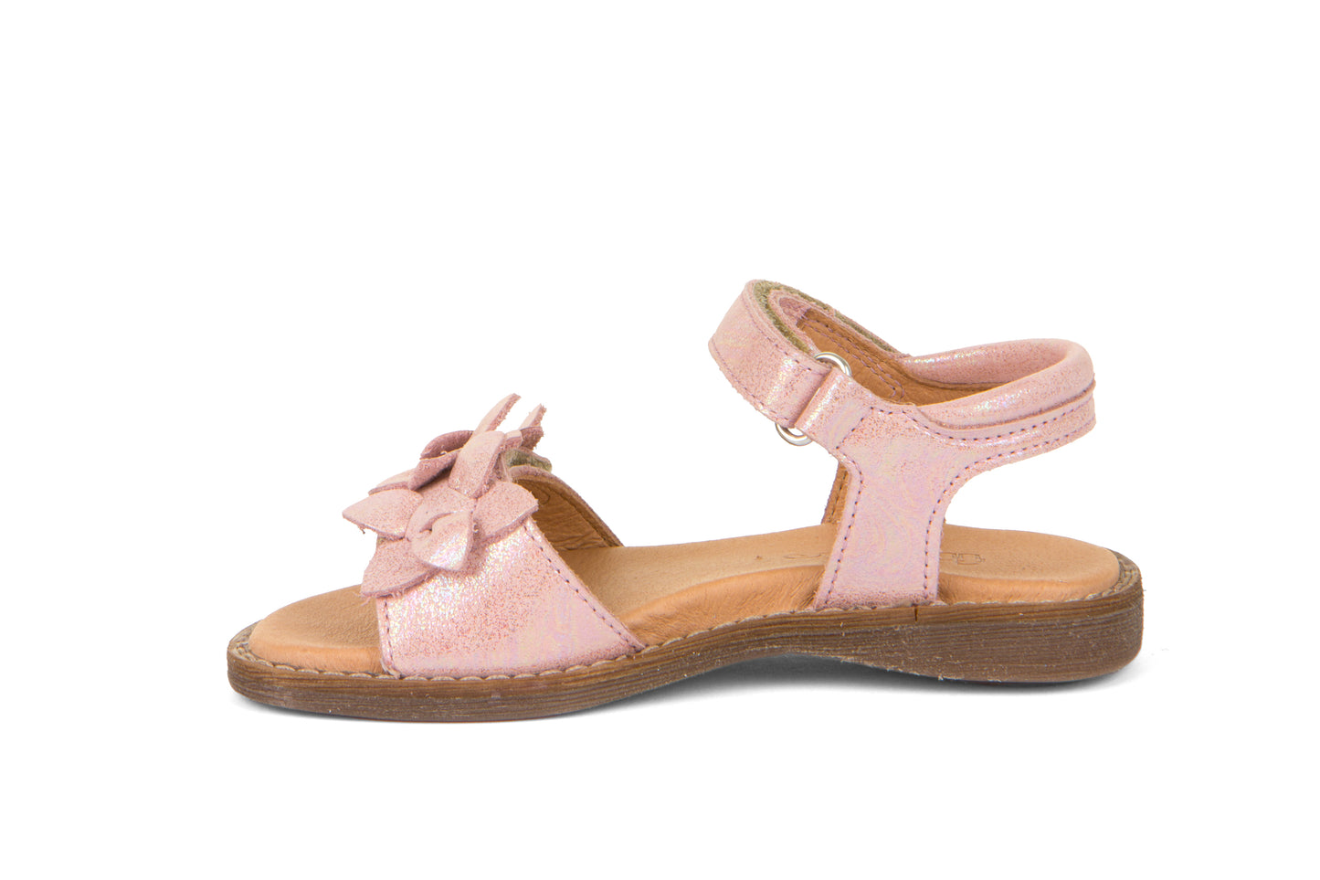 Pink Shine Leather Flower Sandal