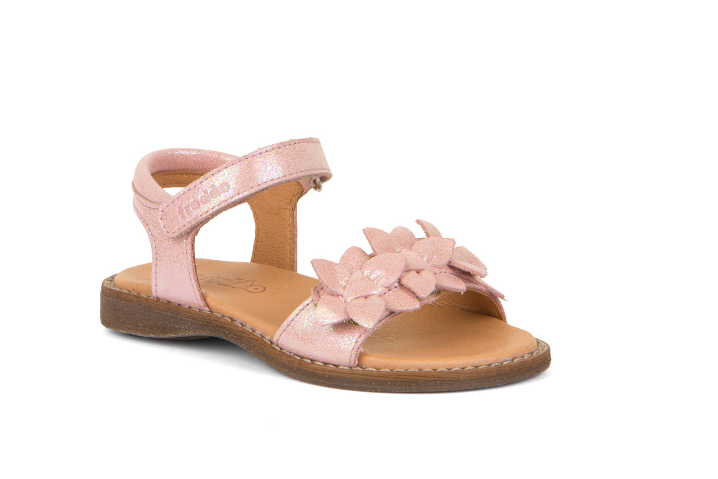 Pink Shine Leather Flower Sandal