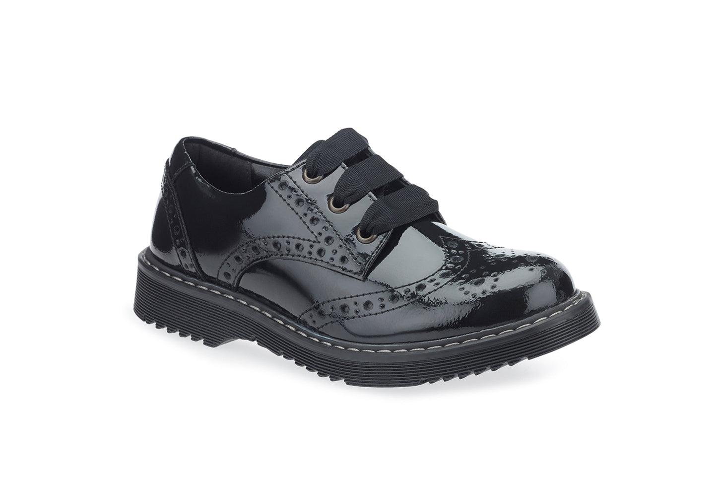 Impulsive Black Patent Leather Lace-up Girls School Shoe