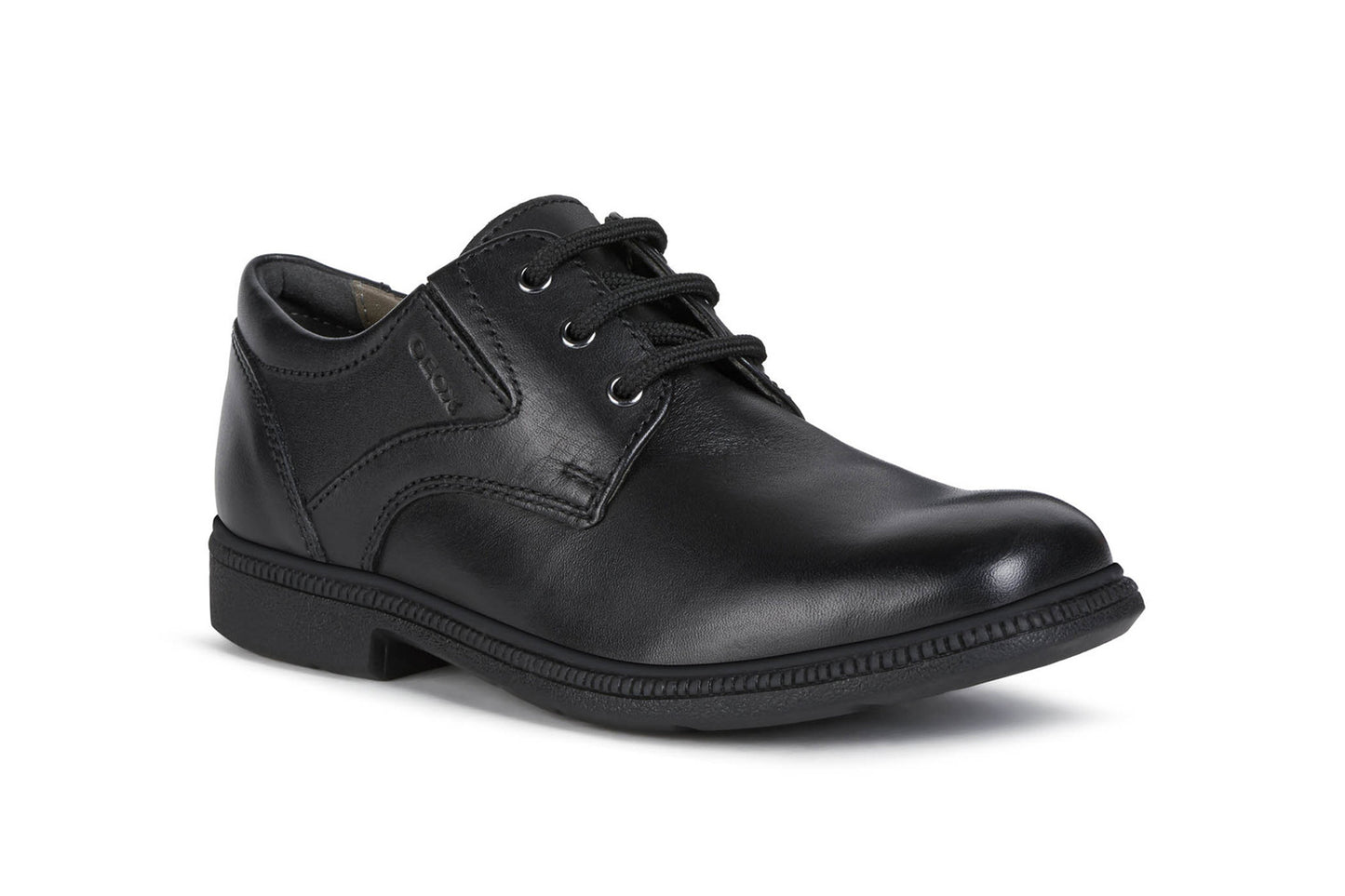 Federico C Black Leather-Lace-up Boys School Shoe