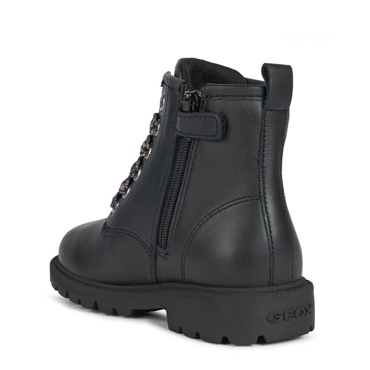 Shaylax Zipped and Laced Leather Boot in Black