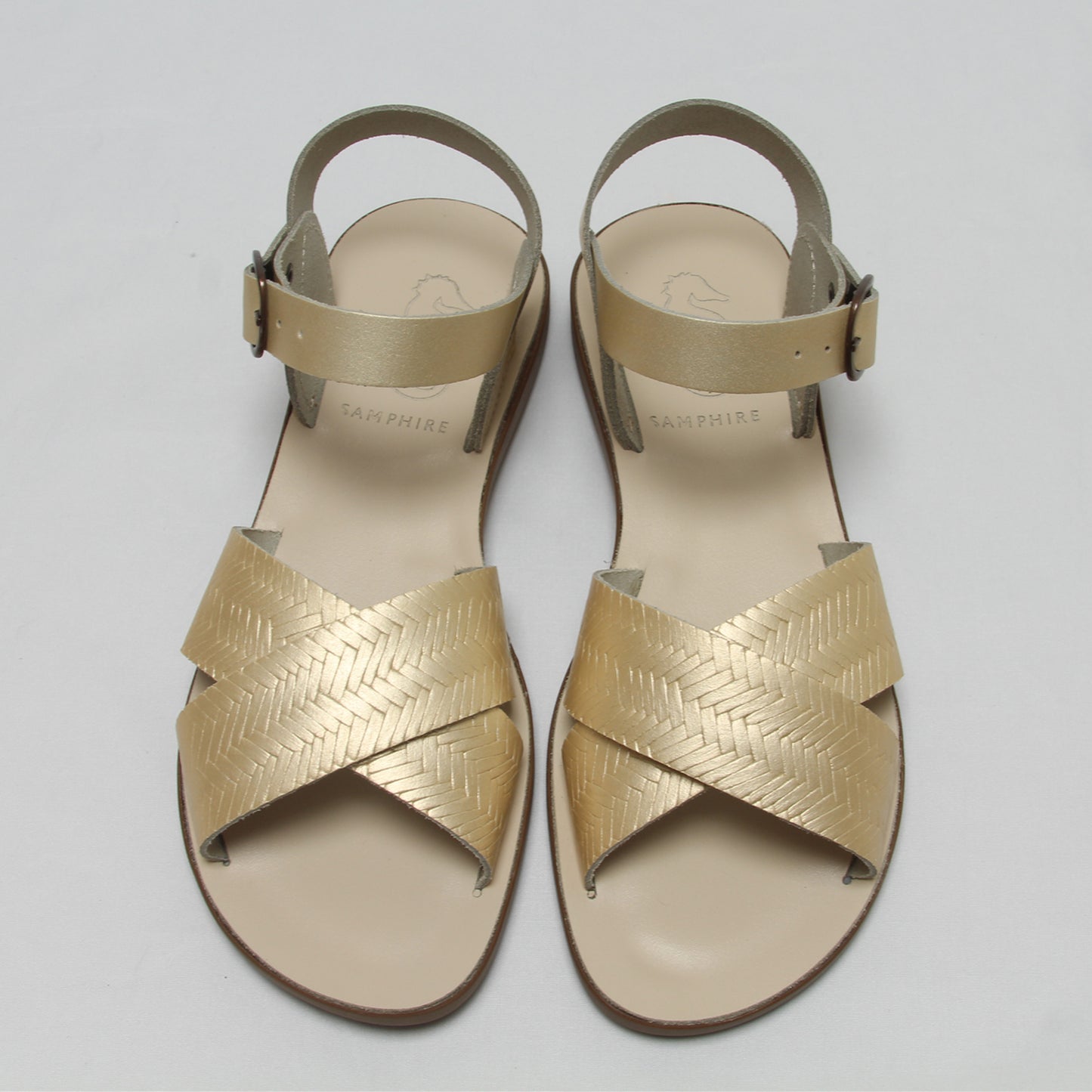 Jamina Water Safe Gold Braided Leather Sandal