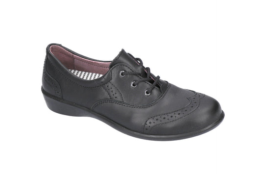 Kate Black Leather Lace-up Girls School Shoe