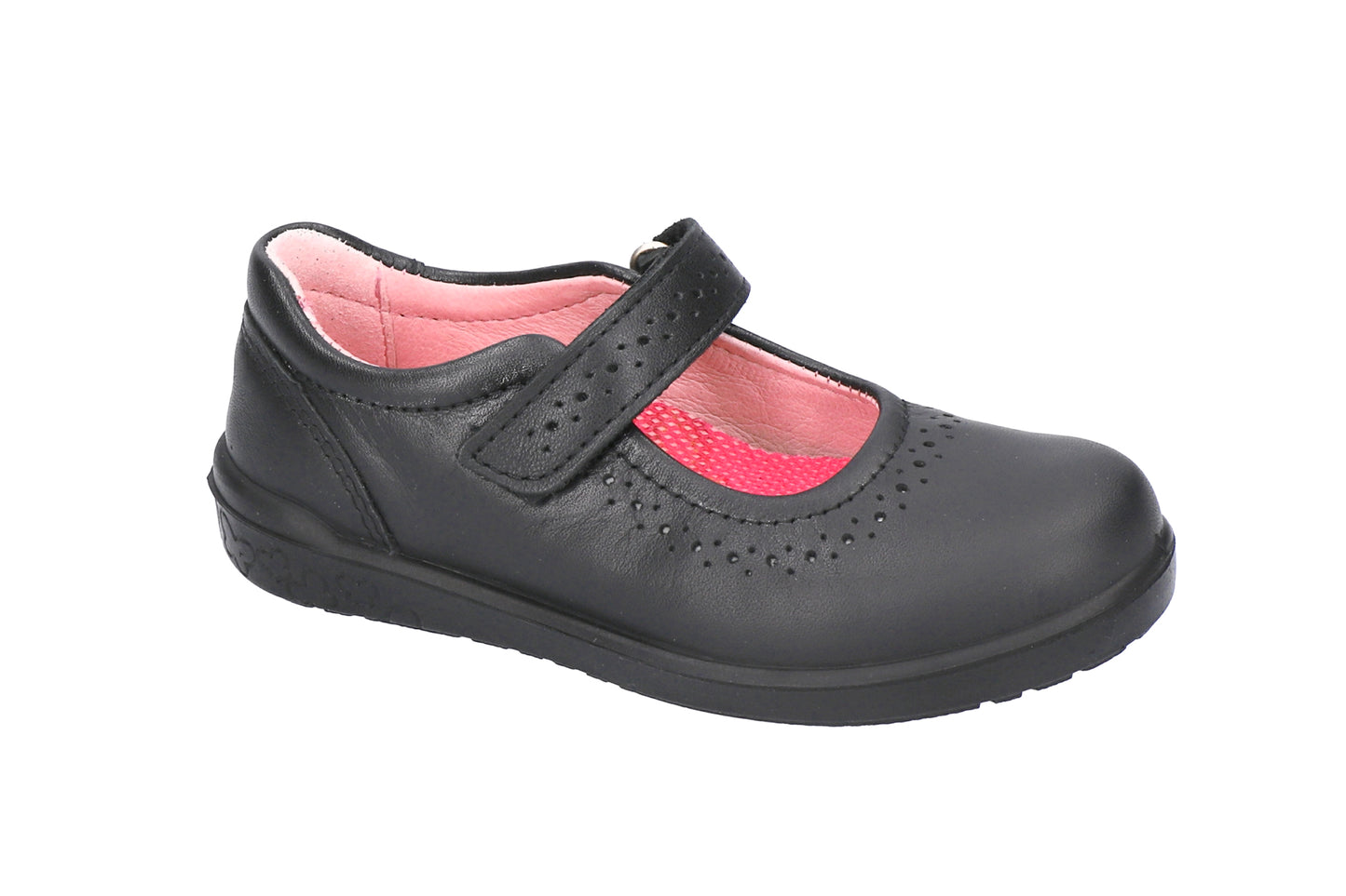 Lillia Black Leather Girls School Shoe